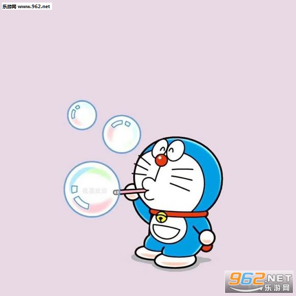 哆啦A梦吹泡泡表白图