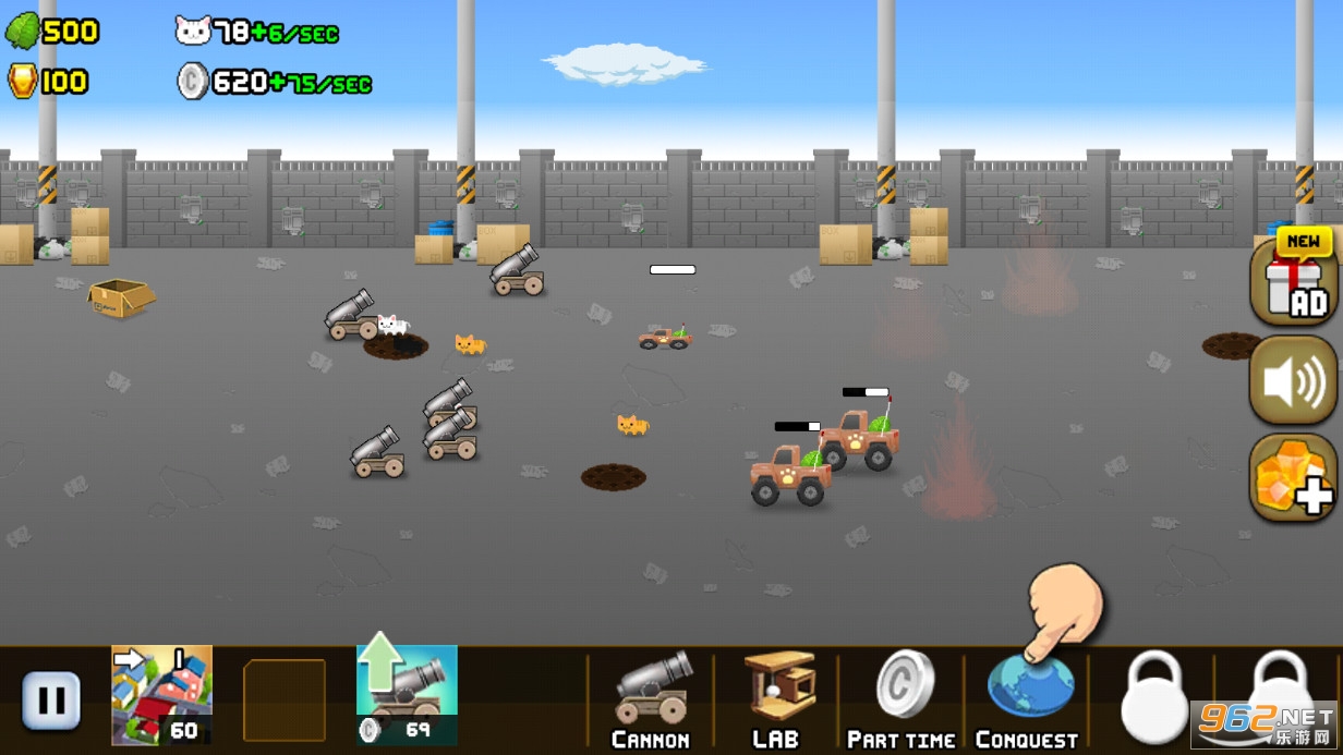 空闲的猫炮游戏破解版(Idle Cat Cannon)截图3