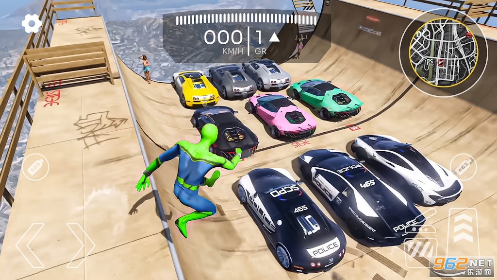 超级英雄汽车巨型坡道跳跃Superhero Car Mega Ramp Jump V截图2