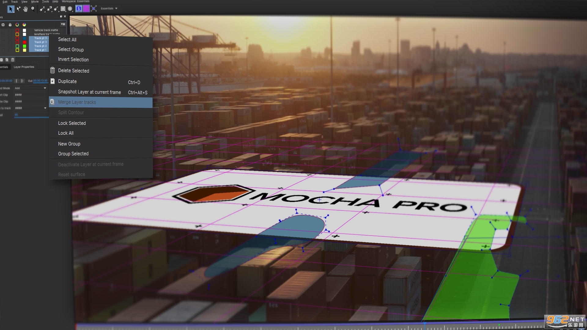 boris fx mocha pro2024 平面追踪软件界面